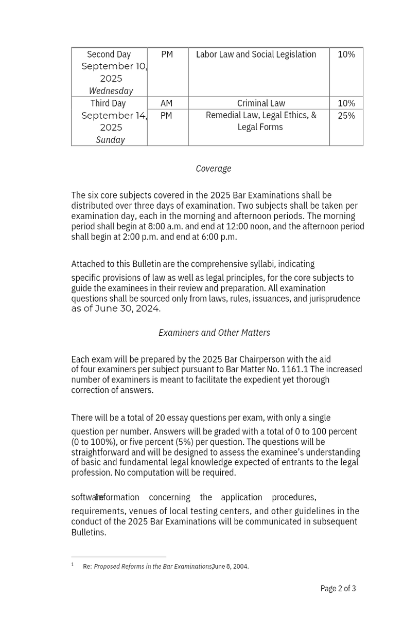 Batas_Ph's tweet photo. The Office of the #Bar2025 Chairperson, Associate Justice Amy C. Lazaro-Javier, has issued Bar Bulletin No. 1 series of 2025, today, September 16. 

Read the Bar Bulletin in full at: https://t.co/x9RaijFXcs

#AMYingForExcellence
#AJustBArAwaitsU
#HaveFaith
#batasph https://t.co/PSCVv8NVPQ