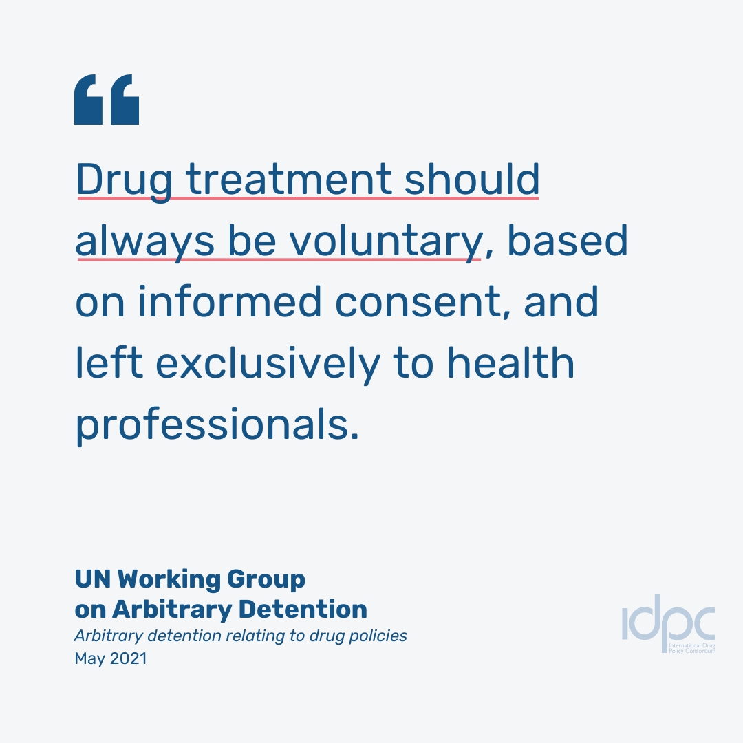 Confining people against their will due to their difficult relationship with drug use is incompatible with intn'l human rights standards

Sad to see people's lives &amp; rights put at risk for electoral gain. 

#CareIsNotCoerced #SupportDontPunish

Ref: idpc.net/publications/2…