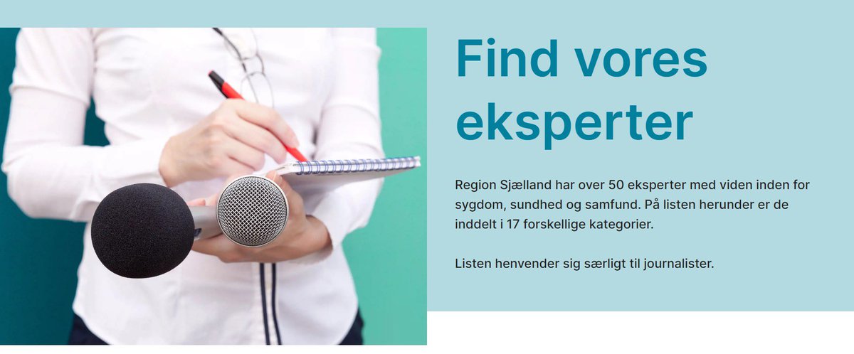 Hej alle journalister på jagt efter en god ekspert 👋🏻

Måske har vi dén, du lige står og mangler. Vi har opdateret vores ekspertliste. 
Bl.a. med nogle af landets førende eksperter på ulighed og fremtidens sundhedsvæsen. 
#dkmedier 

regionsjaelland.dk/fagfolk/find-v…
