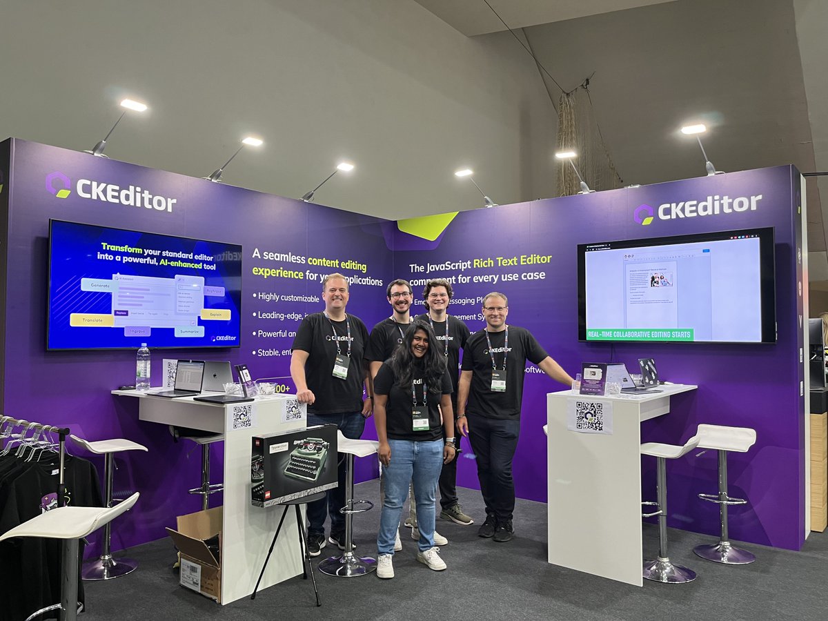 ckeditor's tweet image. Visit us at Booth 403 @InfobipShift today and tomorrow to discover how you can add modern editing, collaboration, and file management to your application—plus, enter for a chance to win a LEGO Typewriter! 🎁#ckeditor #richtexteditor