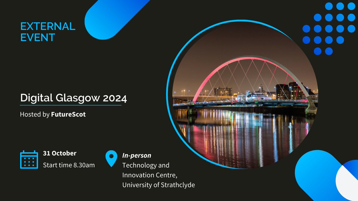 Digital Glasgow 2024 takes place 31 October, where <a href="/Futurescot_News/">Futurescot</a> regional Tech Ecosystem series brings together industry, government, and academic expertise poised to turn societal ambition into reality.

Read more about the event 👉 innoscot.com/events/digital…