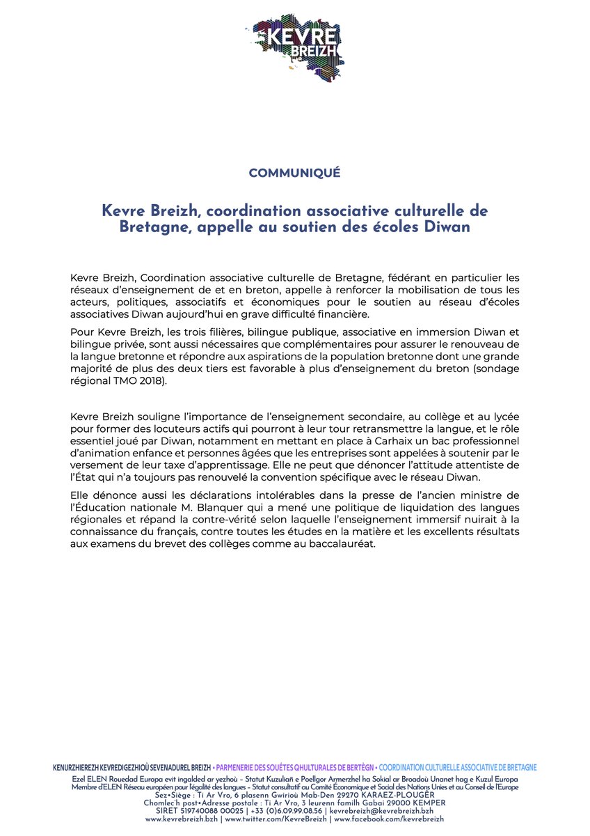 Skoazellomp <a href="/Diwan/">Diwan</a>, ur gwir statud evit ar skolioù brezhonek dre #soubidigezh ! • Soutien pour <a href="/Diwan/">Diwan</a>, un vrai statut pour les écoles immersives en #languebretonne !