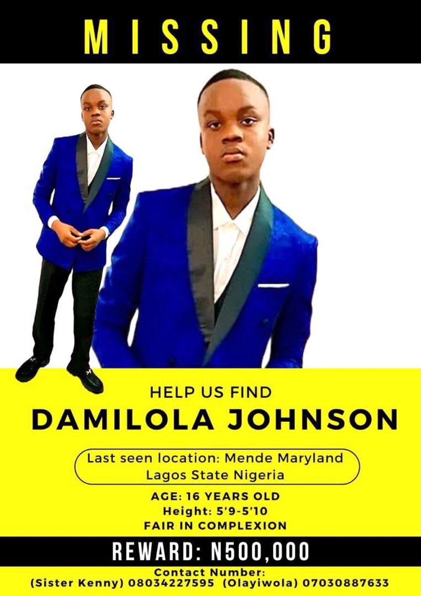 Damilola Johnson has been missing since 8th of September 

Please retweet if this comes to your timeline, help us find him. 🙏