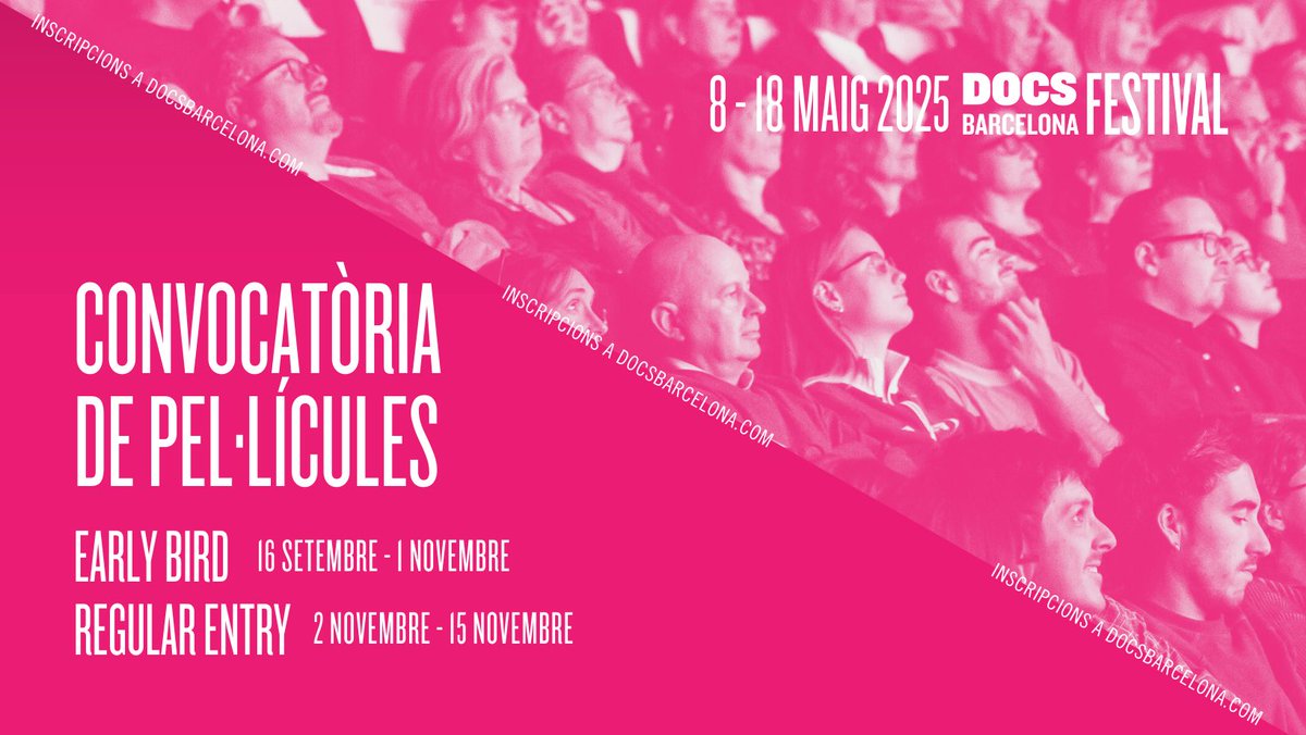 🔥OBRIM LA CONVOCATÒRIA PER PRESENTAR PEL·LÍCULES DOCUMENTALS AL DOCSBARCELONA 2025🔥

El #Docs2025 se celebrarà del 8 al 18 de maig, amb cinc seccions competitives, una gran retrospectiva i 20.000€ en premis. Moltes ganes del que està per venir!

▪️Data límit: 15 de novembre