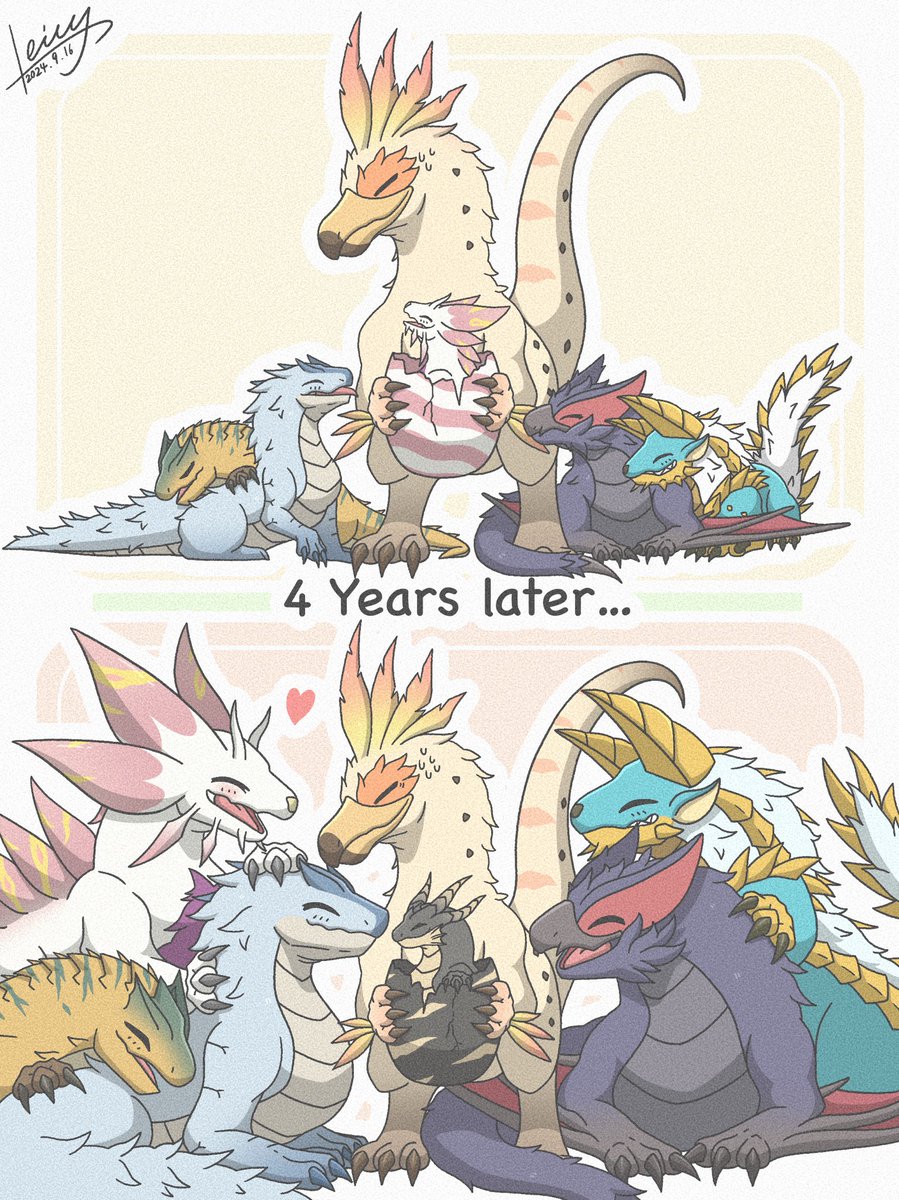 Teilly0313's tweet photo. #MonsterHunter  #Nargacuga #Mizutsune 
#Zinogra #Tigrex #Tobikadachi #Miraboreas 
#Kuluyaku 

タマゴ選びが下手っぴで仔が増えるクルちゃん https://t.co/vhH5hlvMR5