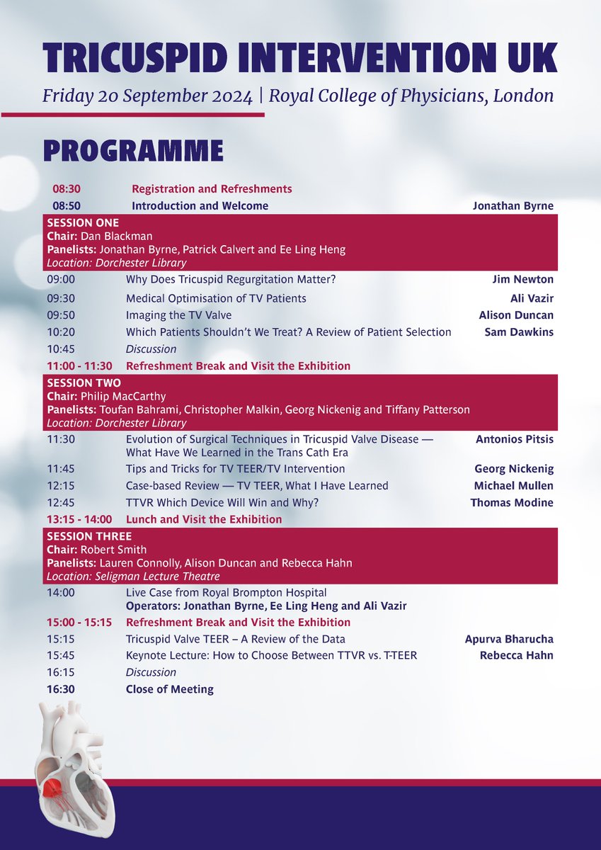 Millbrook Medical Conferences (@millbrookmed) on Twitter photo End your week on a high by joining us for Tricuspid Intervention UK on Friday 20 September at the Royal College of Physicians, London!
Don't wait—registration closes at 17:00 on Thursday 19 September.
Register now:
millbrook-events.co.uk/TricuspidInter…
#Tricuspid2024 #CardioEd #TTVR #TEER End your week on a high by joining us for Tricuspid Intervention UK on Friday 20 September at the Royal College of Physicians, London!
Don't wait—registration closes at 17:00 on Thursday 19 September.
Register now:
millbrook-events.co.uk/TricuspidInter…
#Tricuspid2024 #CardioEd #TTVR #TEER