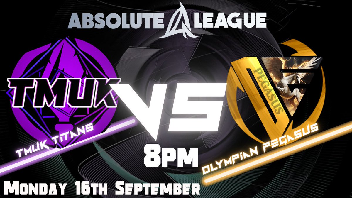 It's match day again for <a href="/TeamUKOfficial/">TeamUK</a> Titans as they Take on <a href="/OlympianEsport1/">Olympian Esports</a> Pegasus in the <a href="/Absolute_League/">Absolute League</a> Expert Division Winners Round 1

We will be live from 8pm UK time bringing you all the action 🎬 

Make sure to Tune in using your Favourite platform