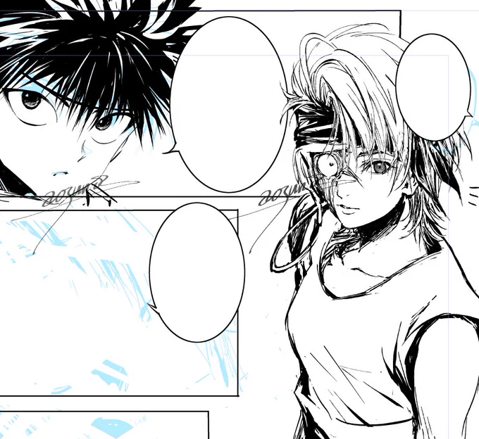 軀と飛影

昨晩漫画の基本的な事を教えてくれる教本を丸ごと一冊読みまして
描いてみない事には!と、早速描いてみている
形になるかはわからないけど、まずはやり始めるのは大事な事でしょ!
漫画描いてるの人生初だぞ～～!!自分で描いたキャラクターが喋ってるの新感覚すぎるおもろーー!!🥳✨ 