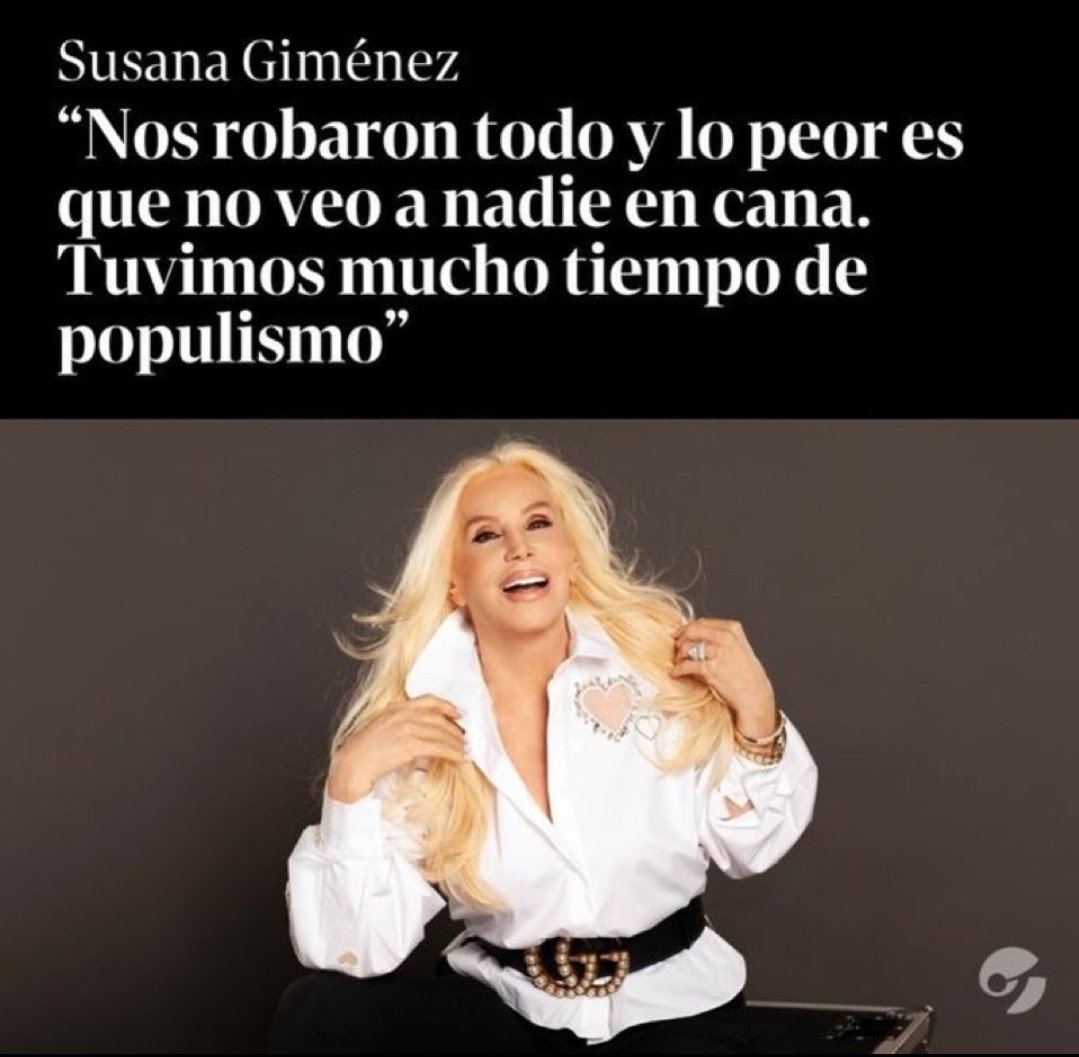 cirujana_yo's tweet photo. Susana hablando de robos (con la que EVADE y manoteó) y en contra del populismo: es un oxímoron!!.
Hizo su fortuna gracias al público popular. O acaso se creyó q lo suyo entra en la grilla de programas culturales?!.
Nunca más le den rating a esta cipaya vendepatria!. https://t.co/tBZbP4pTY9