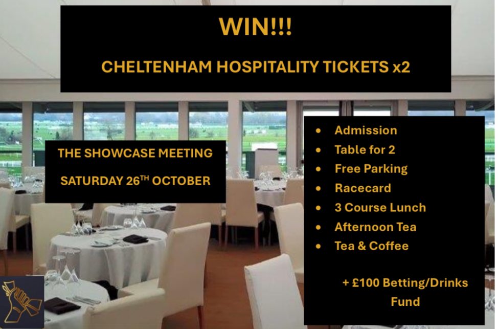 AntepostValue's tweet image. ‼️COMPETITION‼️ 

🔶🔷CHELTENHAM HOSPITALITY TICKETS

To Enter: 
- Must be following AntePost Angle
- Like This Post
- Repost
- Tag who you will take with you below ⬇️ 

Winner will be selected at random and LIVE on September 30th. Good Luck 🍀