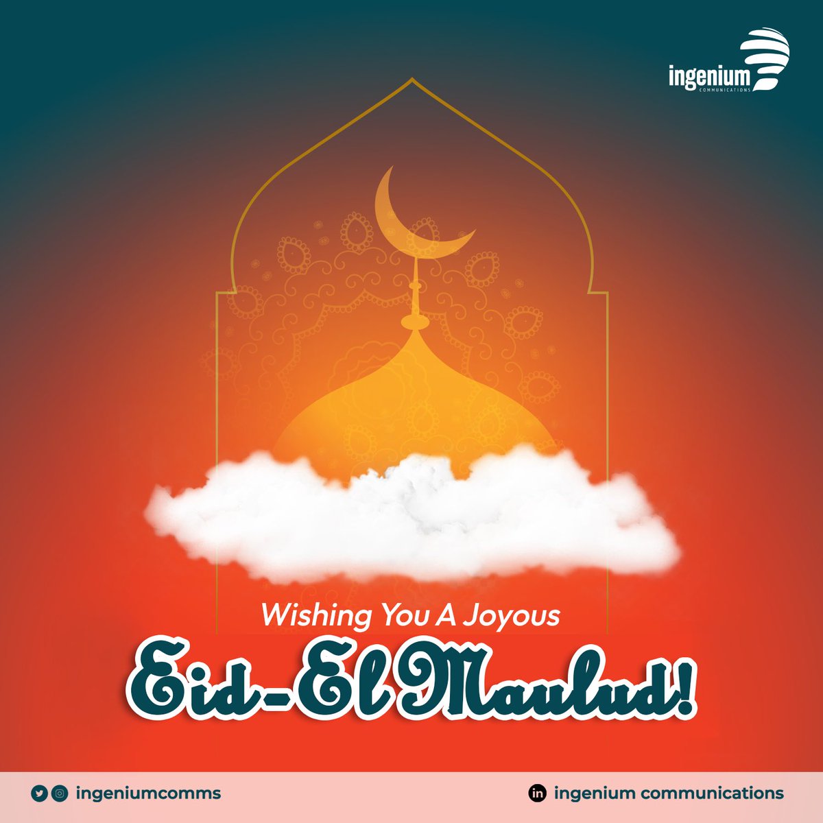 ingeniumcomms's tweet photo. Wishing you peace, prosperity, and joy as we celebrate this blessed day. 
Happy Eid-el-Maulud!

#EidElMaulud
#Ingeniumcomms
#Makingideashappen https://t.co/imxXCiDDma