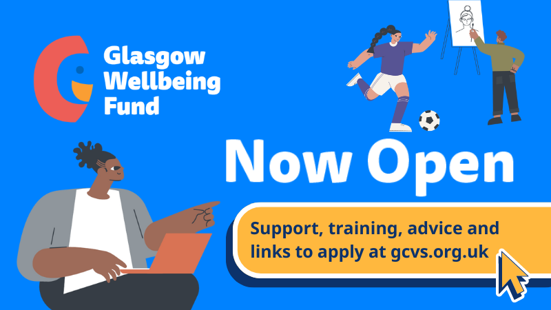 GlasgowCVS's tweet photo. The #GlasgowWellbeingFund is now open. Small grants of up to £10,500 are available for projects in Glasgow that improve adult mental wellbeing. Find support with your application and the link to apply on our website https://t.co/JZEjRRelRh https://t.co/2ytC6LgRp6