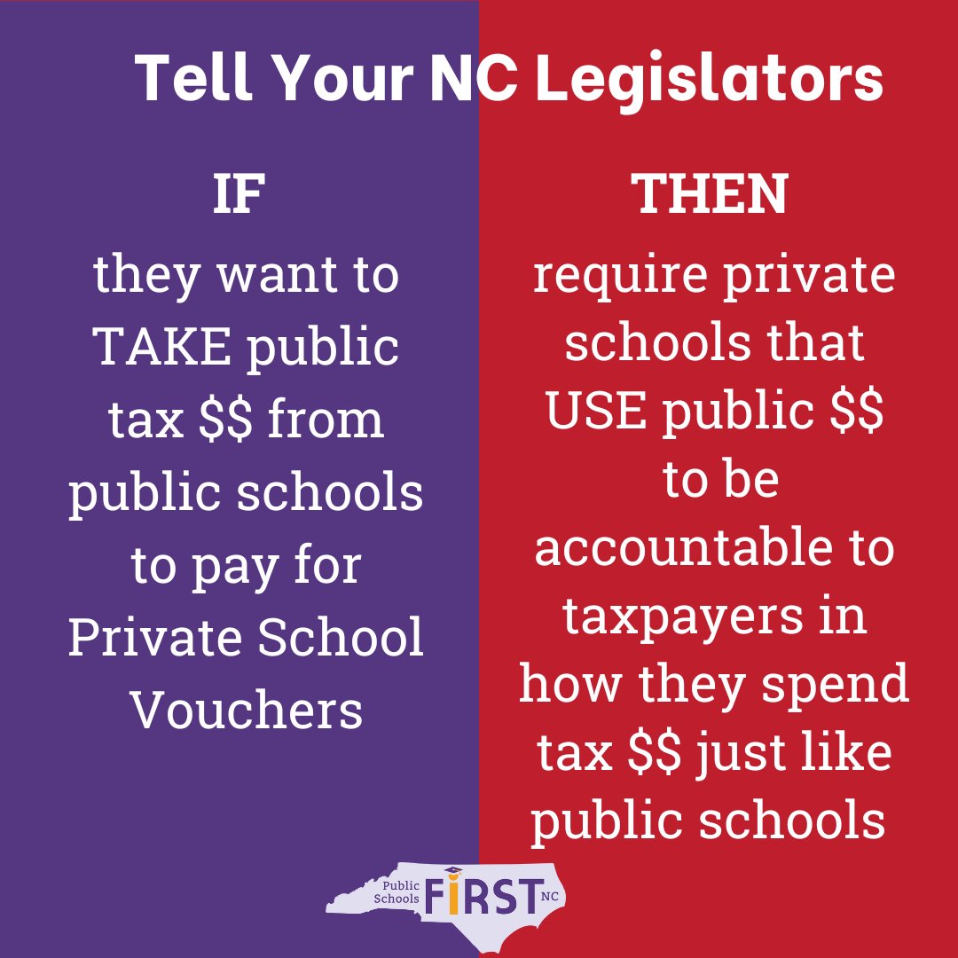 It makes no sense at all that legislators are giving millions (and soon billions) to private schools that have no accountability at all for how $$ are spent. Call your legislators and ask for a full accounting. Are students even learning? #nced #ncpublicschools #novouchers #ncpol