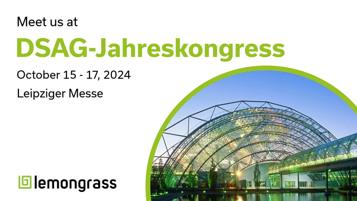 LemongrassCloud's tweet image. From October 15th to 17th, we’ll be in Leipzig for DSAG-Jahreskongress, where SAP professionals and enthusiasts can connect, learn, and innovate. Our team will be on hand to answer your questions about migrating to and managing #SAPonCloud hubs.la/Q02NMDK00

#DSAGJK @_DSAG