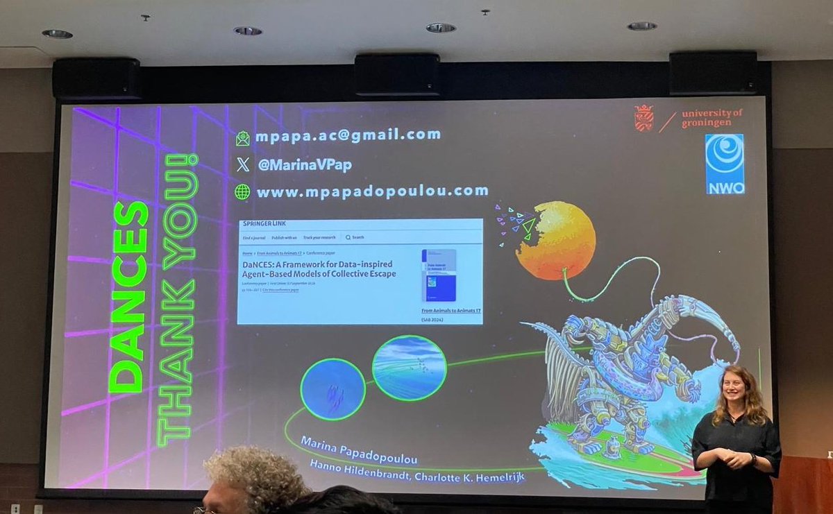 Marina Papadopoulou (@marinavpap) on Twitter photo Had a blast presenting it at #SAB2024 'From Animals to Animats' 🐟🐦🤖💻
Many thanks to the organisers at <a href="/UCIrvine/">UC Irvine</a> & <a href="/scioi_cluster/">Science of Intelligence</a>, and <a href="/univgroningen/">University of Groningen</a> & <a href="/NWOFunding/">NWO Funding</a> for their support!
Full proceedings here:
link.springer.com/book/10.1007/9… Had a blast presenting it at #SAB2024 'From Animals to Animats' 🐟🐦🤖💻
Many thanks to the organisers at <a href="/UCIrvine/">UC Irvine</a> & <a href="/scioi_cluster/">Science of Intelligence</a>, and <a href="/univgroningen/">University of Groningen</a> & <a href="/NWOFunding/">NWO Funding</a> for their support!
Full proceedings here:
link.springer.com/book/10.1007/9…
