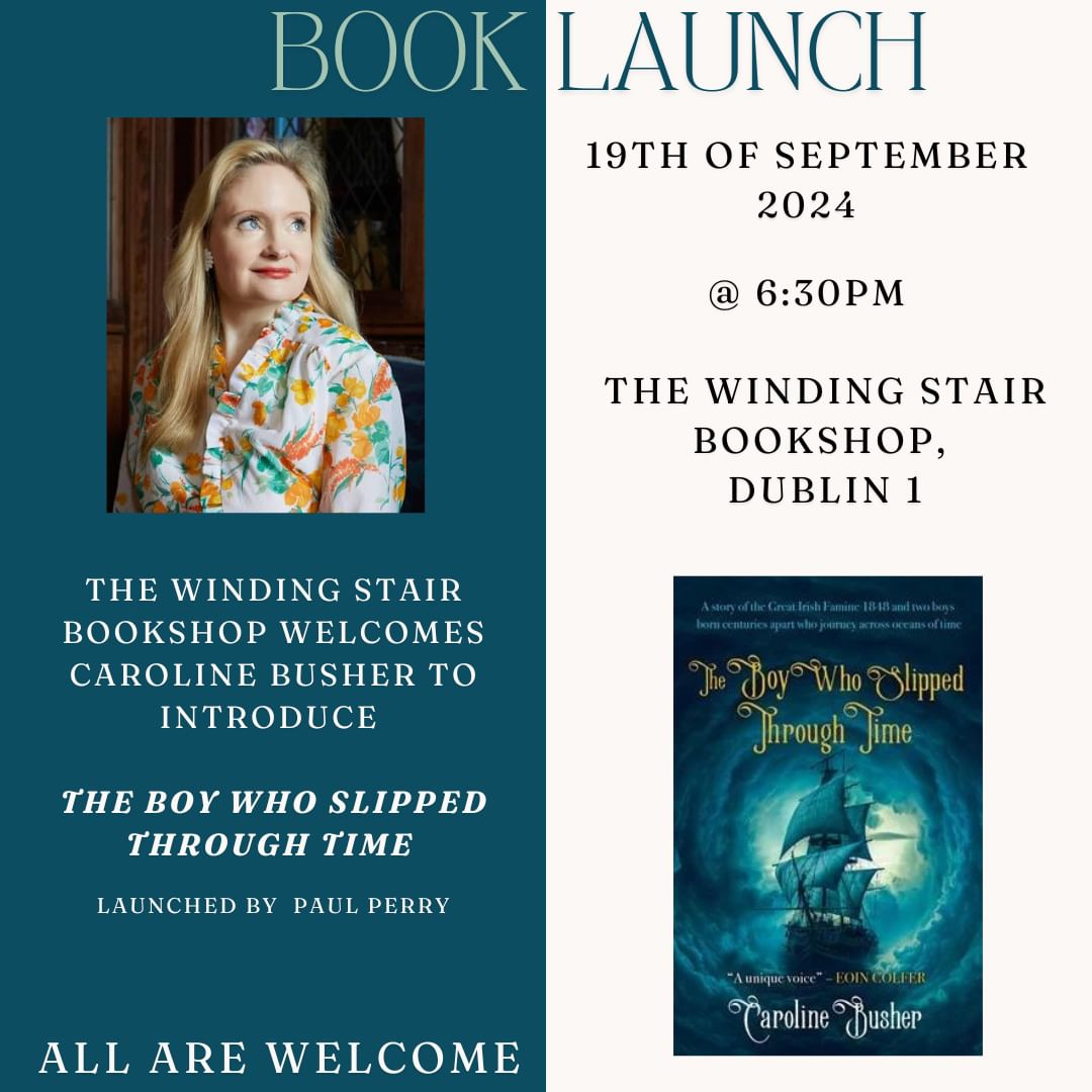 If you are in Dublin on Thursday, join me at the Dublin Launch of "The Boy Who Slipped Through Time' @poolbegbooks at 6:30pm in the beautiful @windingstairbookshop all are welcome!! Feel free to share. 📚📚