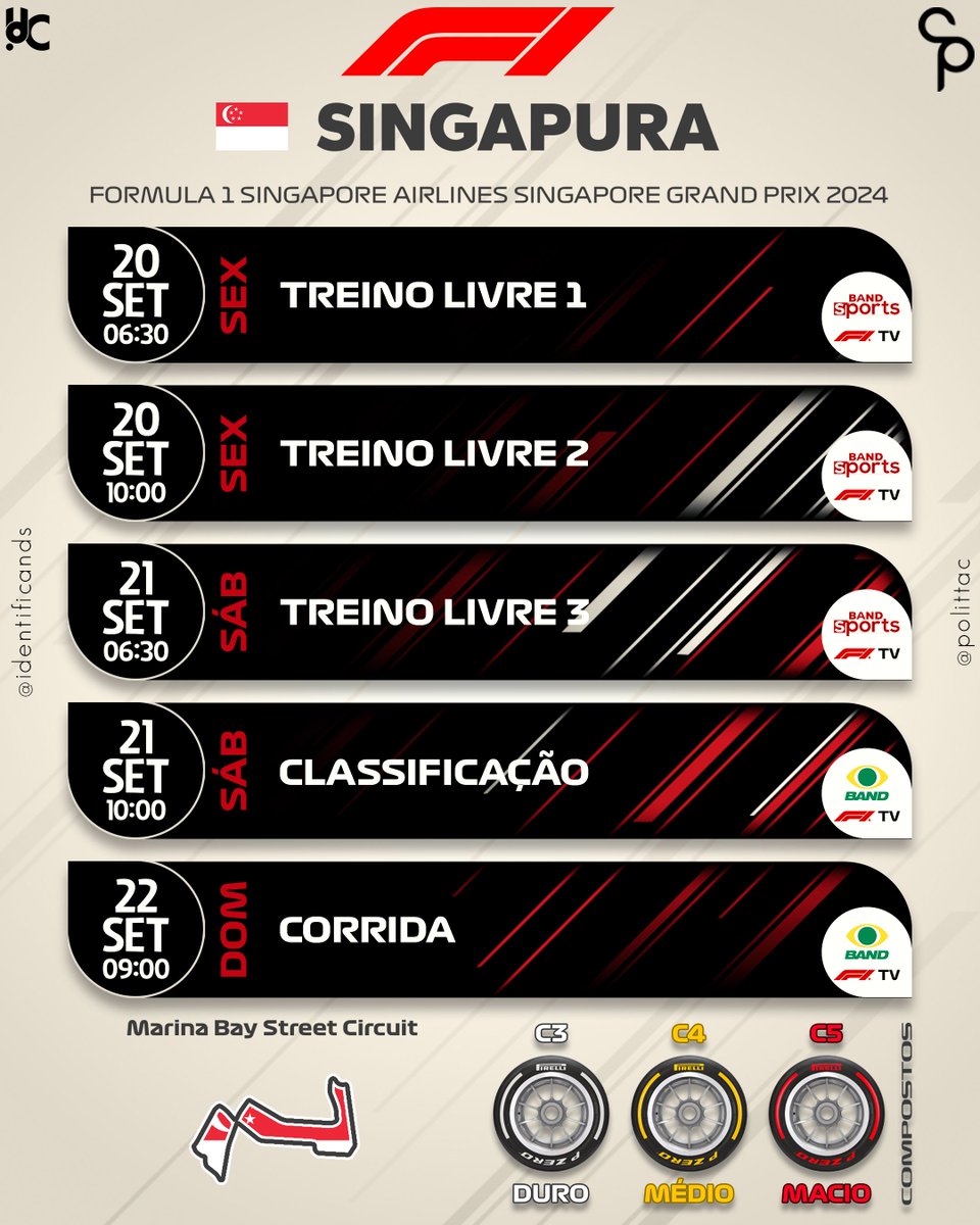 Então vamo falar de coisa boa?
🏁🏎️
É race week! Mais uma corrida de rua, dessa vez em Singapura. 

Será que dá McLaren? Ferrari? Red Bull?