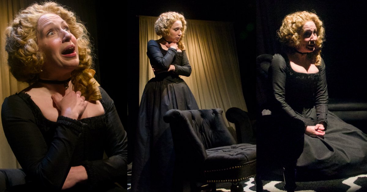 Rebecca Vaughan on stage here yesterday in @DyadProductions’ adaptation of Jane Austen’s LADY SUSAN.  A few tickets available for today 2.30pm.  Letters between friends &amp; family become more &amp; more outrageous as Austen’s Women plot, scheme &amp; gossip in this darkly comic solo show.