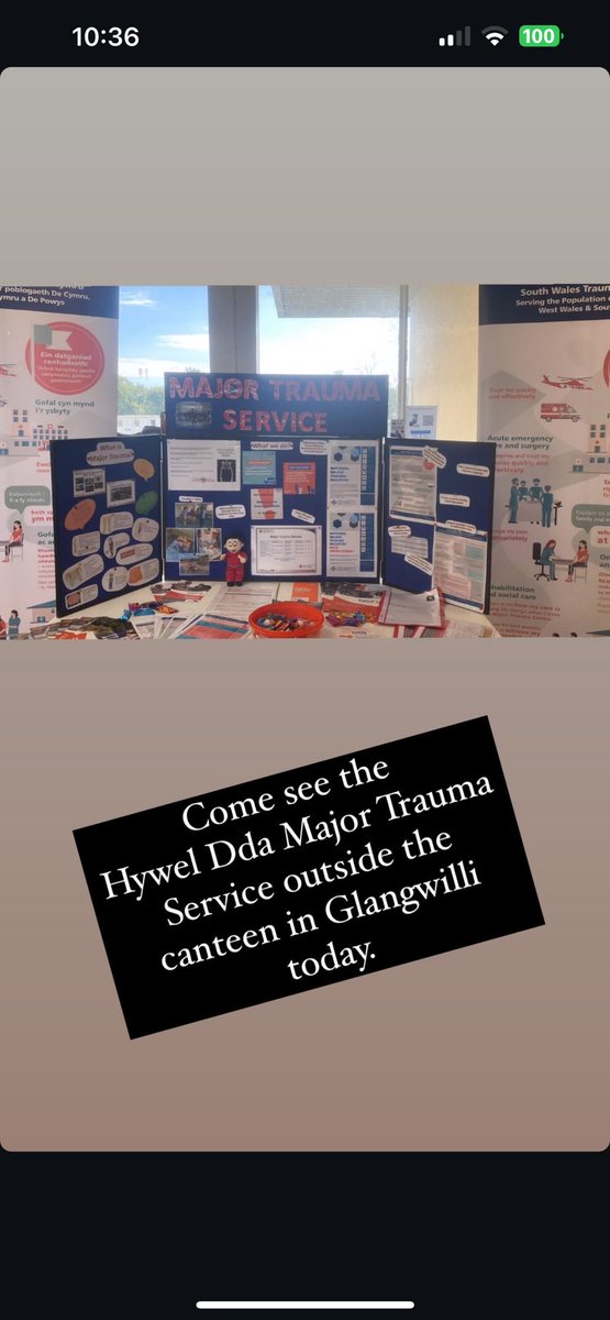 It’s Major Trauma Awareness Week, please pop and say hello to the Hywel Dda Team at their stand in GGH canteen today #MTAW24 #NHS  <a href="/sunsteph123/">Steph Hire 🌈</a> <a href="/HywelDdaHB/">Hywel Dda UHB</a> <a href="/SWTraumaNetwork/">Wales Trauma Network</a>
