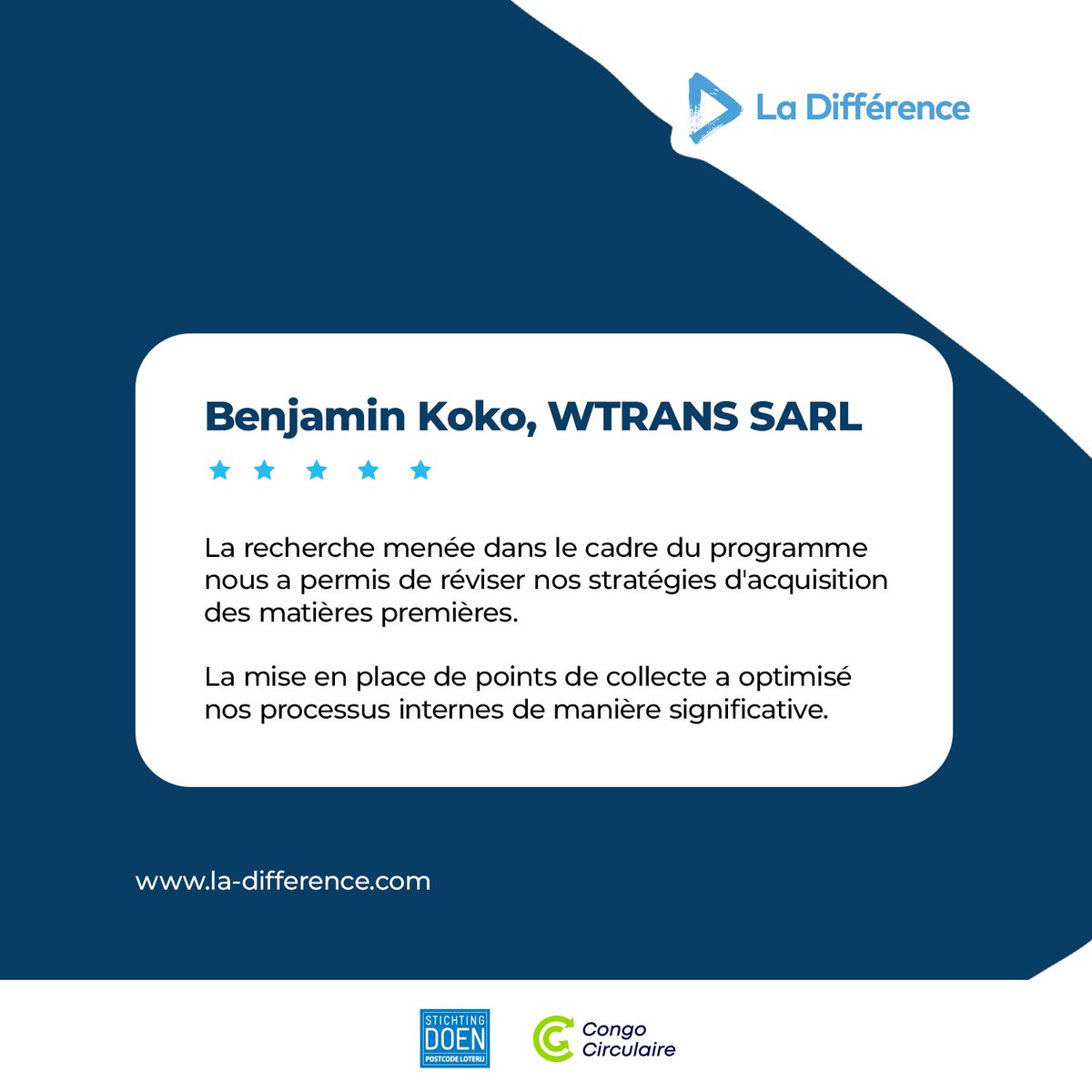 Benjamin Koko, Directeur de Waste Transformation, a su tirer parti du programme pour renforcer son entreprise, qui collecte et transforme les déchets plastiques en matière première pour la création de pavés destinés aux ménages et aux entreprises de construction.