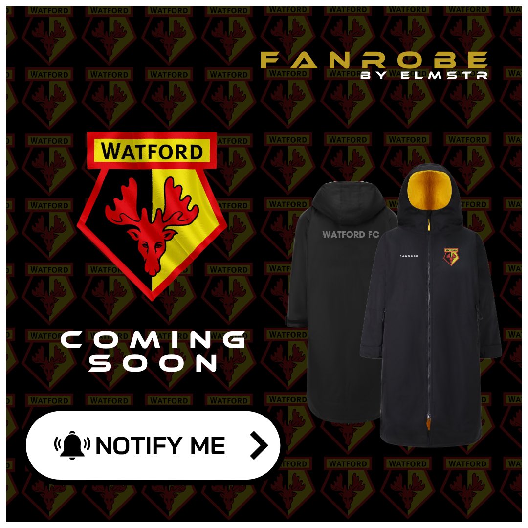 HORNETS! Coming soon to Vicarage Road! 🐝 🔔 

The official <a href="/WatfordFC/">Watford Football Club</a> FanRobe production has begun! Get notified first when it’s available to order! Hit the link to check out the Watford FC FanRobe and be first in the queue. 🔜 

fanrobe.com/collections/wa…