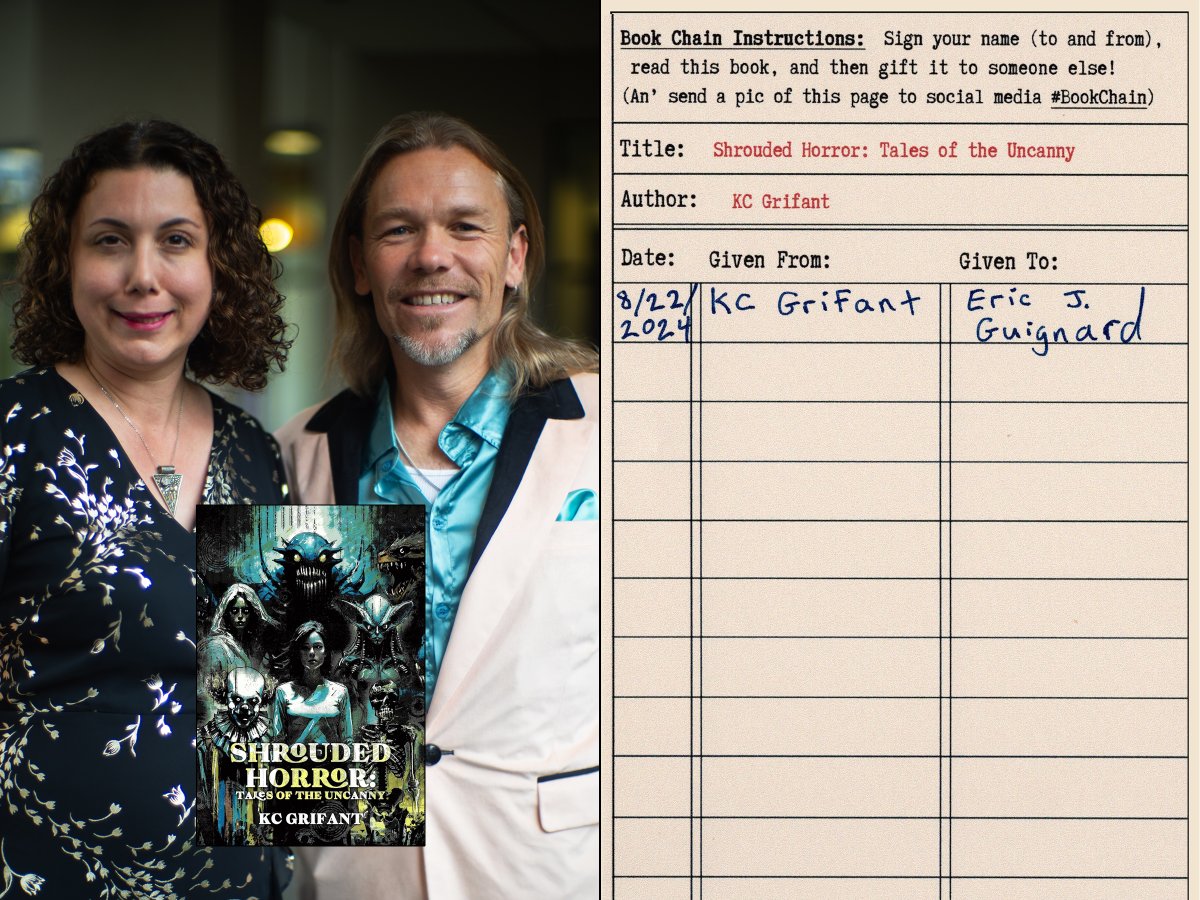 ericjguignard's tweet image. Highlighting #BookChain 10!

SHROUDED HORROR: TALES OF THE UNCANNY (Dragon’s Roost Press) by @KCGrifant:

Tracked as ericjguignard.blogspot.com/2024/09/book-c…

Where to next? Only chance and the last reader involved may determine! #BookChainChallenge