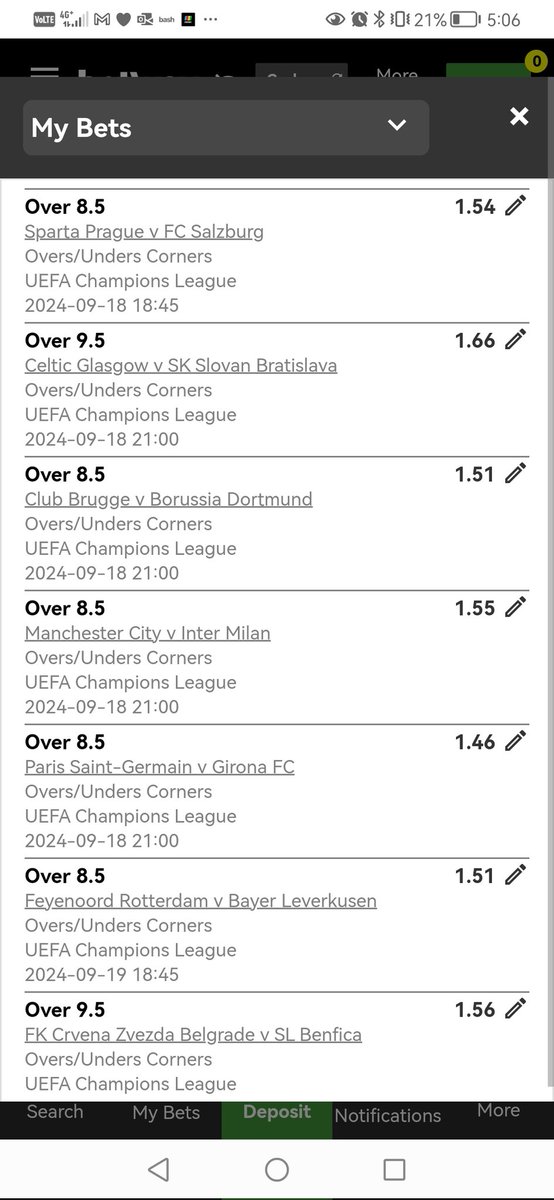 Dbanj25's tweet photo. Twerka UEFA Champions League Corner Slip. Please Retweet for other's 🔄🕯️🍏🔄. 

Multi Bet betslip X7CE36D2B https://t.co/DeVMbMndL1 https://t.co/x6PQs66p7G