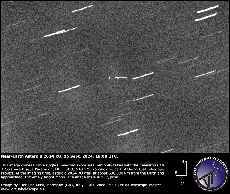 a few hours ago, asteroid 2024 RQ safely came as close as  530k  km, 1,4x the lunar distance. We tracked it last night, live, with many viewers from all around the world.
👇👇👇
virtualtelescope.eu/2024/09/16/nea…