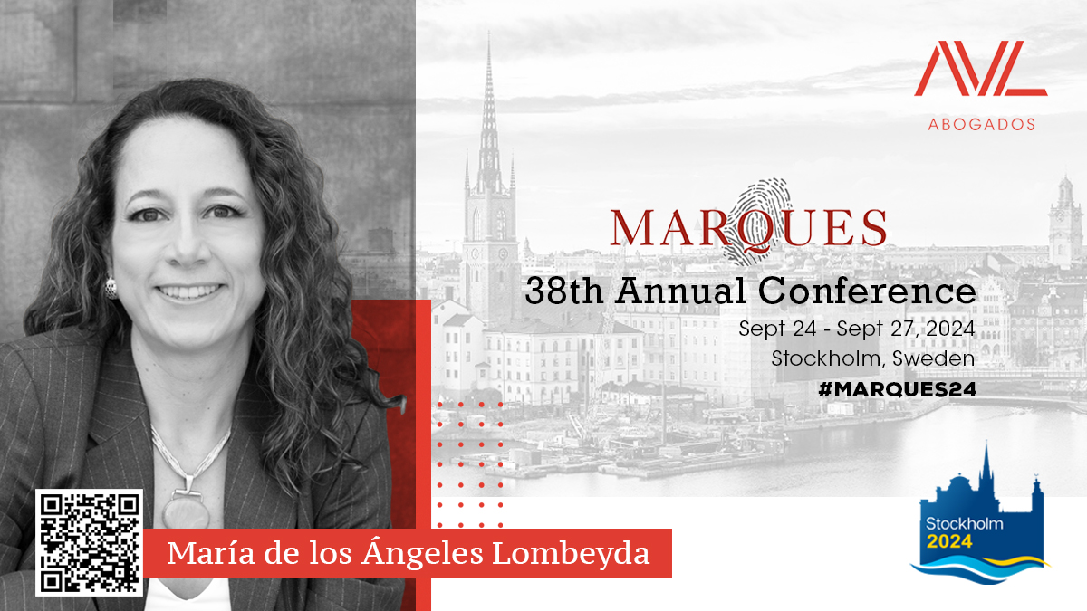 AVL 🟥 🇸🇪 | We are happy to announce that our partner María de los Ángeles Lombeyda will be attending the Marques 2024 Annual Conference in Stockholm, from Sept 24th to Sept 27th. 

#MARQUES2024 #Stockholm2024 #IP #Trademark #WeAreAVL #AVL #IntellectualProperty #AVLWomen