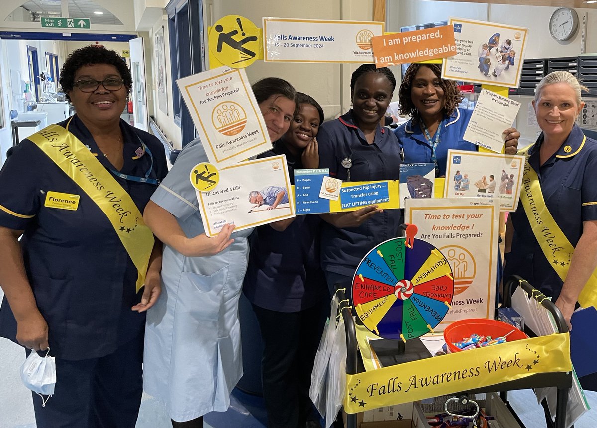 DionneDaniel5's tweet photo. Today saw the launch of Falls Awareness Week. This week the team conducted a quiz to test knowledge of the policy that we launched last year by spinning the wheel and receiving  a pen and chocolate in return. @geshNHS @FasinoGail #TeamFundamentalsofCare
#FallsAwaenessWeekr https://t.co/QyCDDSgrZM