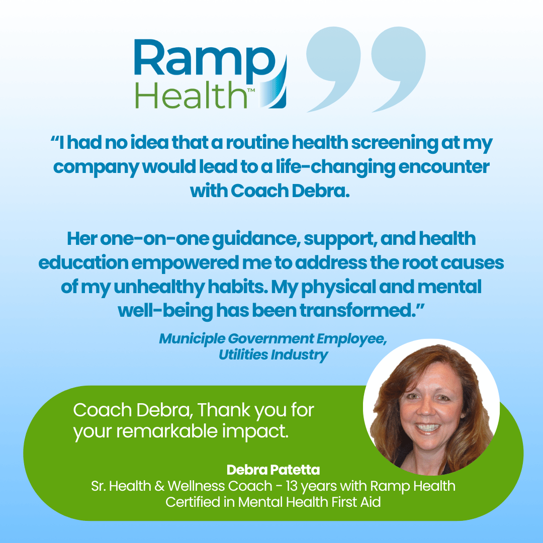 Ramp_Health's tweet photo. At Ramp Health, we understand that a proactive approach to health can be life-changing, just as it was for one employee who crossed paths with Coach Debra Patetta.

Having a certified professional available can transform not just health outcomes but lives.
#Healthcare https://t.co/vyiEkwZBHL