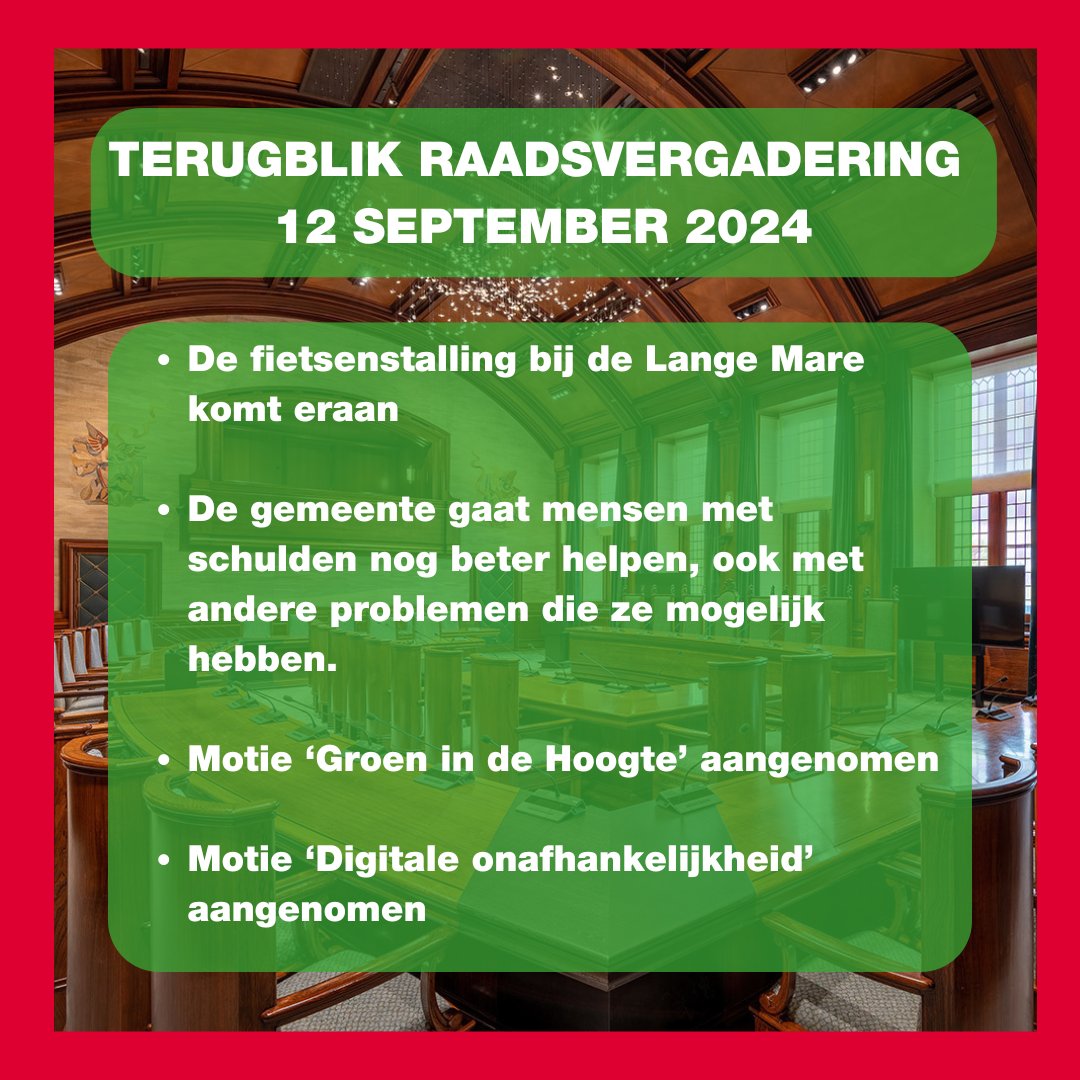 Als GroenLinks hebben we tijdens de raadsvergadering van afgelopen donderdag weer stappen gezet om Leiden groener en eerlijker te maken! Er zijn twee moties aangenomen en we staan achter de besluiten voor betere schuldhulpverlening en een nieuwe fietsenstalling op de Lange Mare!