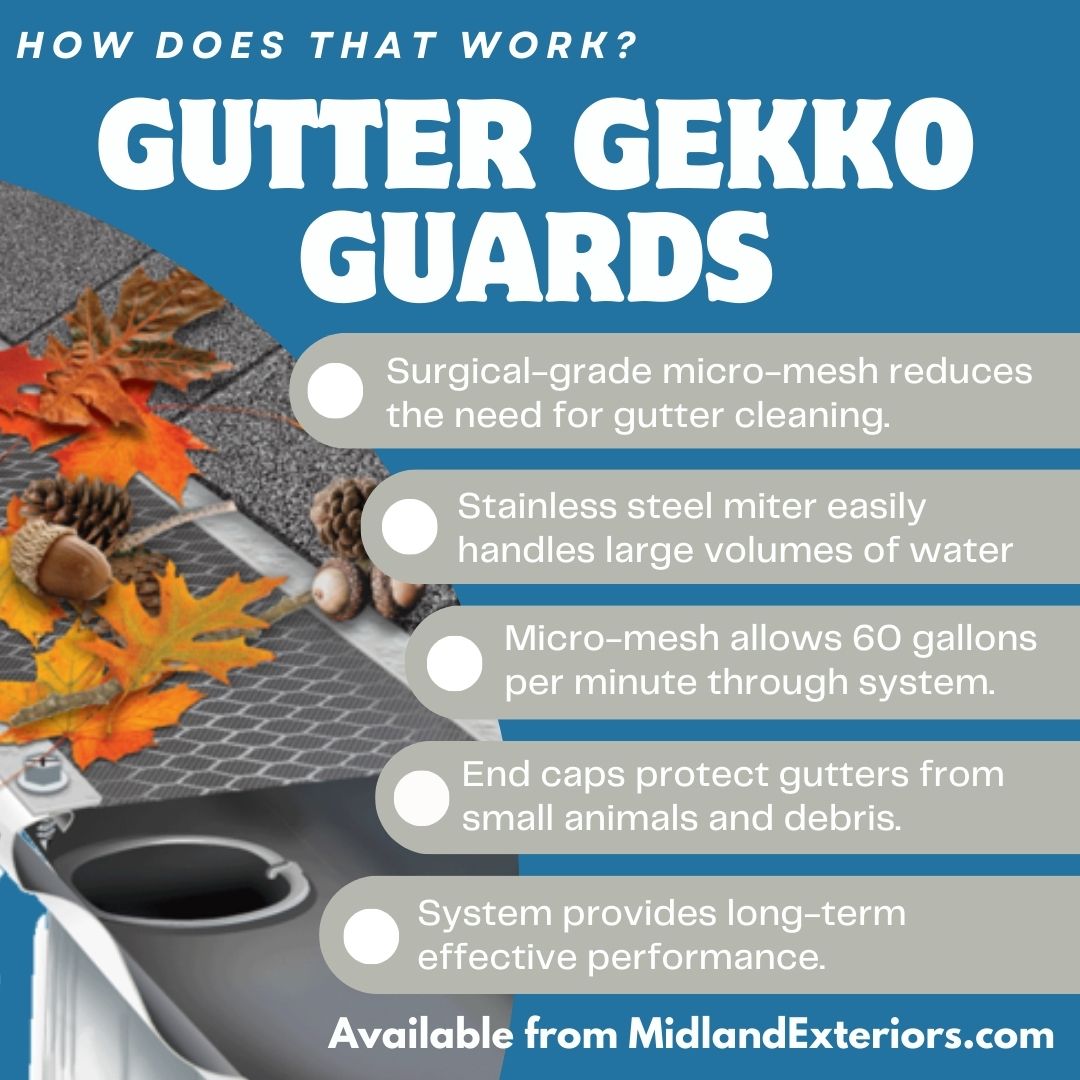 Midland_Ext's tweet image. Ditch the ladder. Forget about the hassle. Gutter Gekko guard systems from Quality Edge are stronger, longer-lasting, and efficiently manage rain runoff better than all our competitors. Contact us for a free quote. #gutterprotection #gutterprotectionsystem #qualityedge