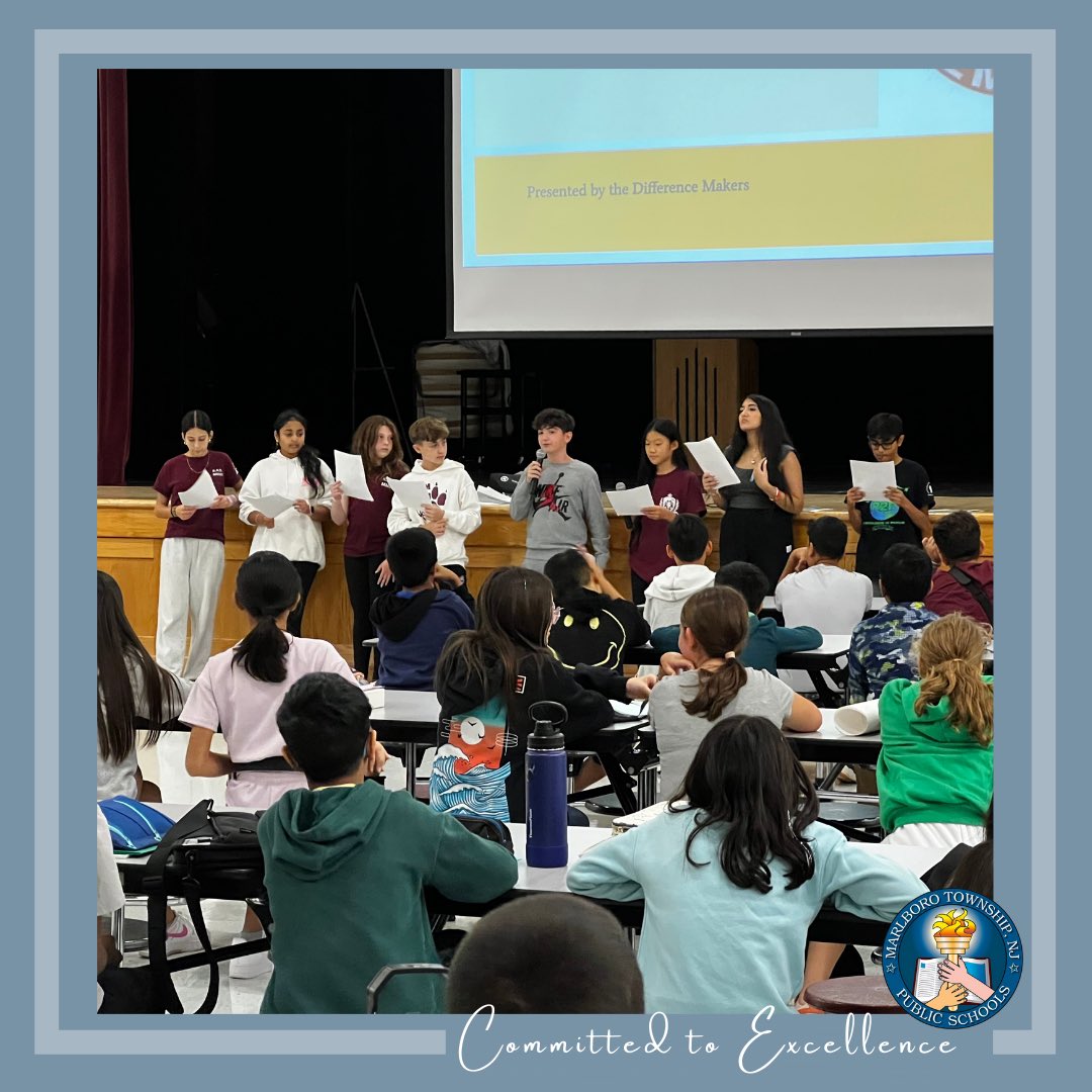 MTPSNJ's tweet photo. The Difference Makers from Marlboro Memorial Middle School talked to 6th graders about making the most of their middle school experience. They emphasized the importance of respect and kindness, along with some fun MMMS trivia.
•
•
#MTPSPK8 #MTPSMinds #MTPSMotivators https://t.co/DZfr51H4tA