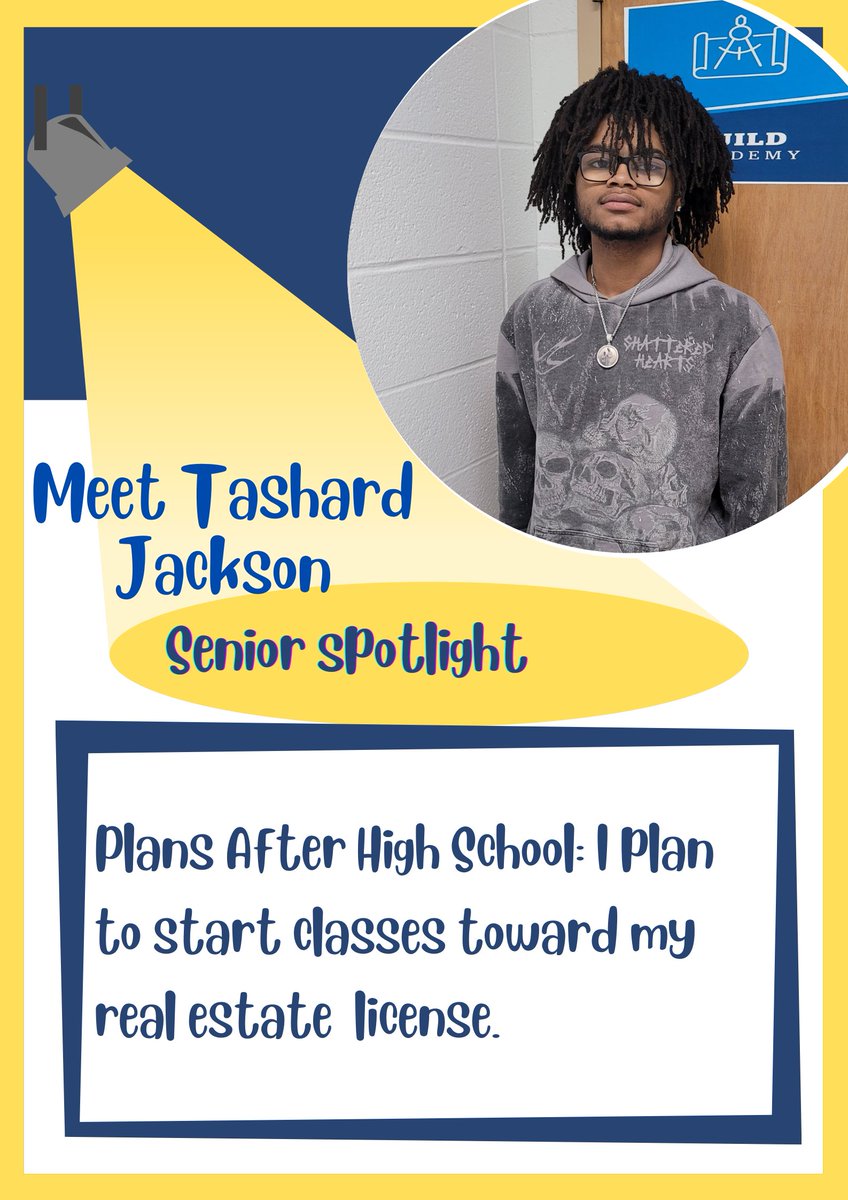 Shout to our Build Academy Senior spotlight students! These students show the R.A.I.D.E.R. way daily and demonstrate school spirit! 

Congratulations
Tashard Jackson 🥳🥳