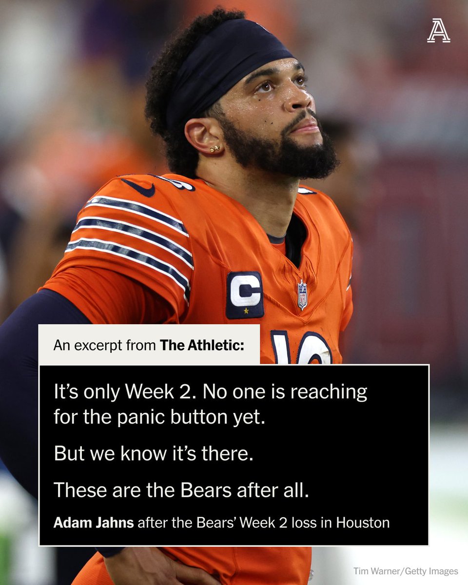 TheAthletic's tweet photo. Justin Fields has been here before. Mitch Trubisky and Jay Cutler before him, too.

Caleb Williams, welcome to your first Bears moment, where offensive strategies are questioned and pressure ratchets up, writes @adamjahns.

How will he respond?

https://t.co/PcLp8QOdK1 https://t.co/D0frsSxi0K