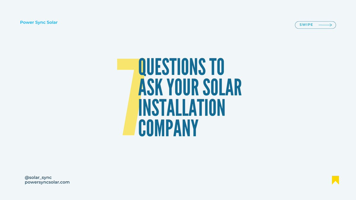 solar_sync's tweet photo. What questions should you ask a #solarinstallation company before you choose them? Read about our top 7 questions here: https://t.co/x2J8k7ftXo
#SolarPower #enphaseenergy #solaredge #gogreen #greenenergy #solarenergy #residentialsolar #commercialsolar #solarquestions #solarpanels https://t.co/QEKVAbQTnt