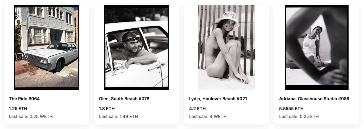 In August 2021 I released 96° in the Shade, a retrospective of my photography work from 2003-2007, 100 images I made of friends, locals and fashion models in Miami Beach. The work, long sold out since day one, is still #69 on the all time photography collections on OS. This is