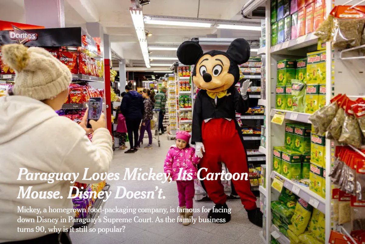 antonhein's tweet image. Paraguay Loves Mickey, the Cartoon Mouse. Disney Doesn’t. 

"Paraguayans are notoriously creative — some would say light-fingered — when it comes to intellectual property." 
archive.is/SF0ML 
#InterestingRead