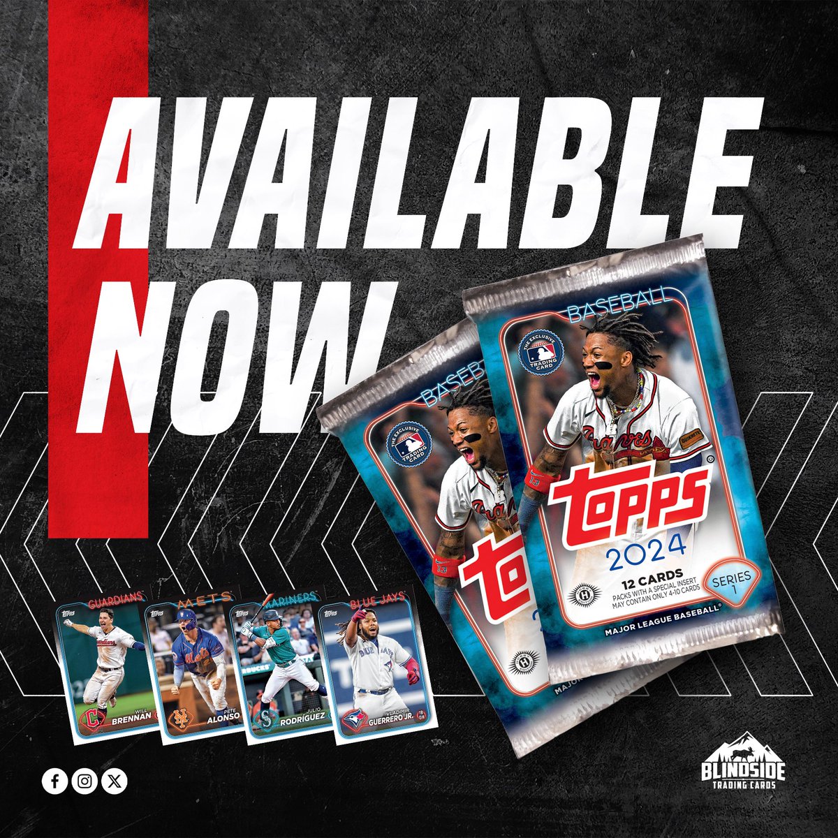 Just landed in stock, Topps 2024 Baseball Series 1 Trading Cards 🔥🔥

Order yours here:- 
blindsidecards.co.uk/product/2024-t…