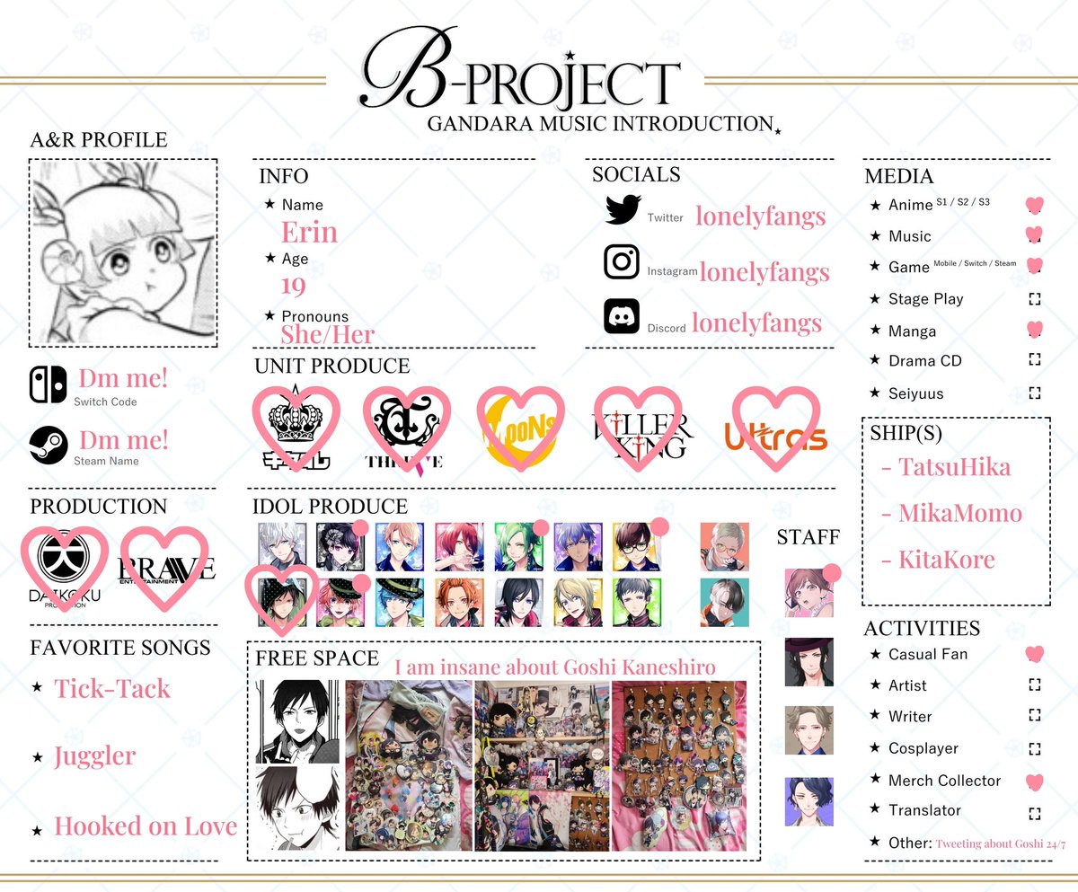 lonelyfangs's tweet photo. hi i love b-project so much let's be friends!!
#BPROintro https://t.co/GRweoDB1pZ