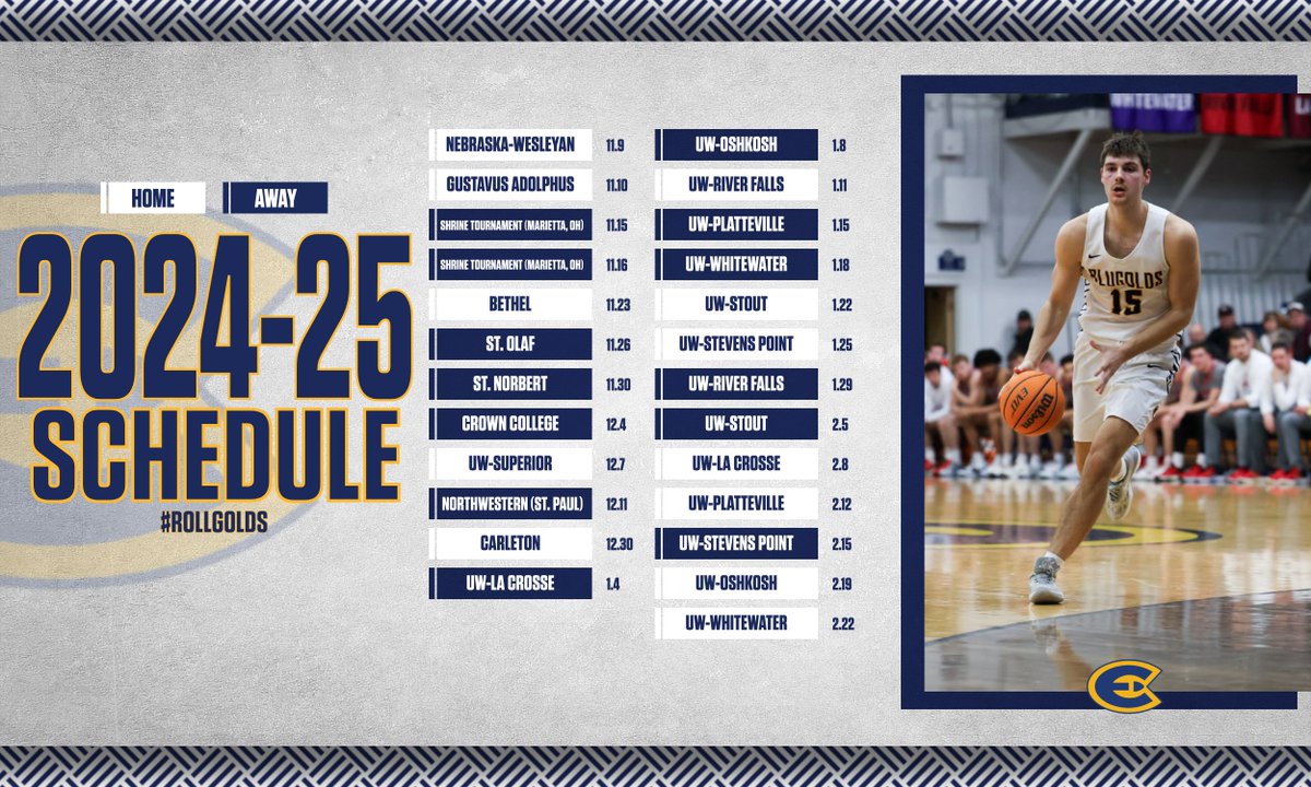 Official 2024-2025 Blugold Men's Basketball Schedule. 

The Countdown to Game 1 has begun... #RollGolds