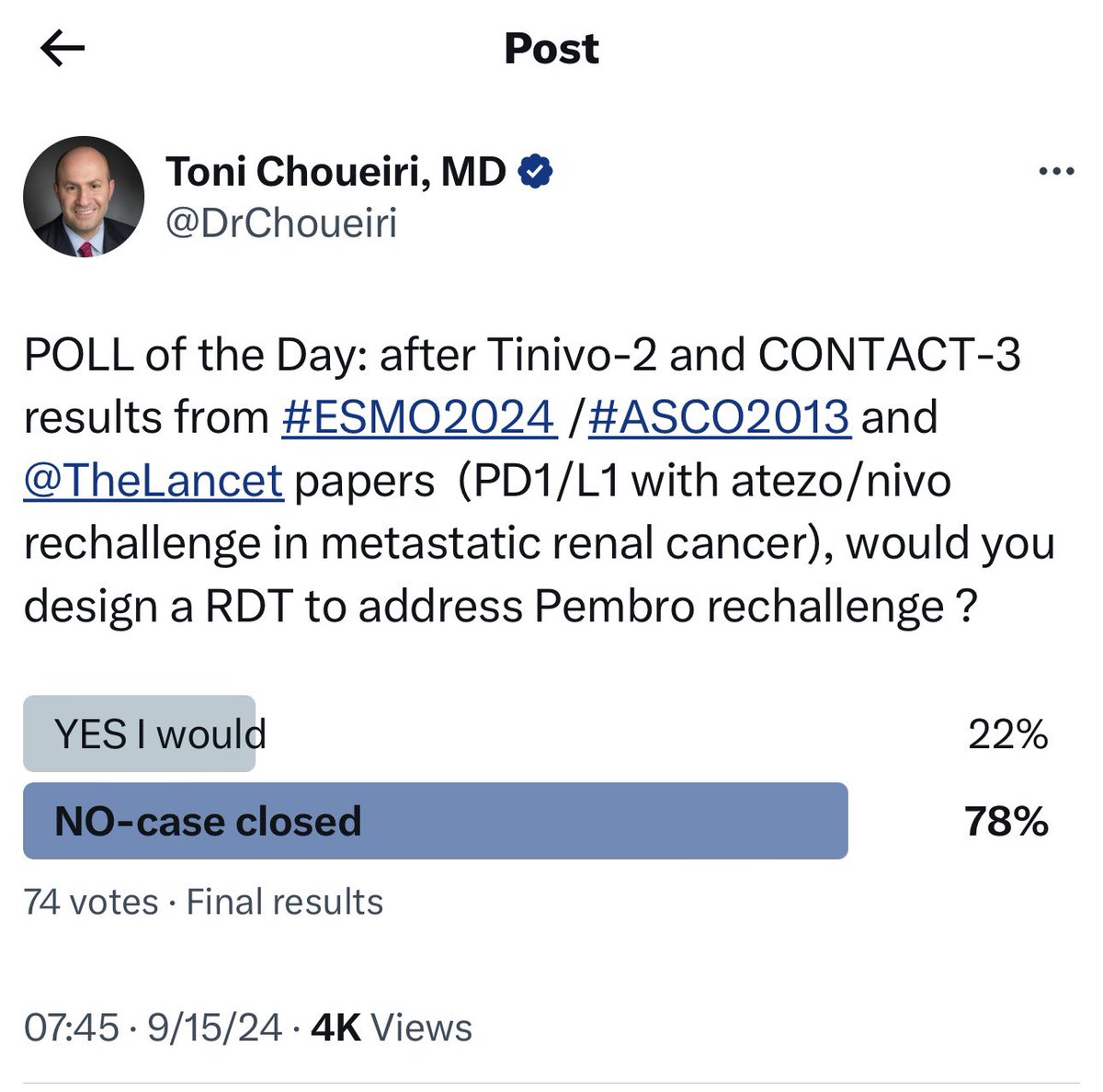 Toni Choueiri, MD tweet media