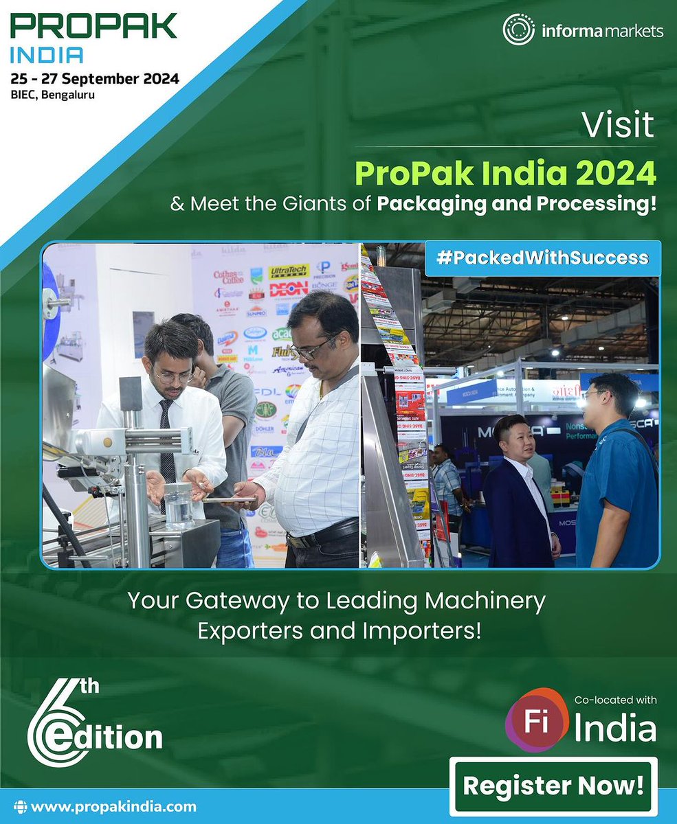 FoodTechBiz's tweet image. Are you looking to elevate your packaging and processing capabilities?
Register Now to Visit: bit.ly/3KrycRP
#ProPakIndia2024 #ProcessingSolutions #PackagingSolutions #Processing #Packaging #Exhibition #MachineryImports #BusinessGrowth #IndustryLeaders