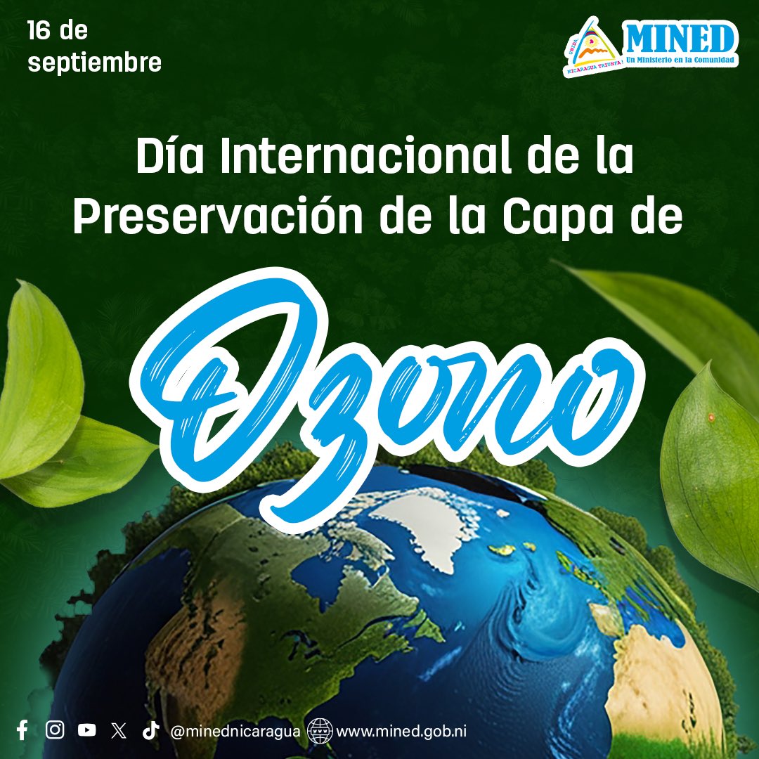 16 de septiembre | Día Internacional de la Preservación de la Capa de Ozono.

Proteger la Capa de Ozono contribuye a reducir los efectos del calentamiento global.🌎♻️

¡Cuidemos la Capa de Ozono!