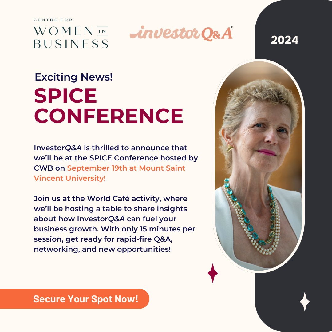 ✨Join us at  the SPICE (Specialized Program In Cooking Entrepreneurship) Conference, hosted by <a href="/cwb_ns/">Centre for Women in Business</a>  on September 19th at <a href="/MSVU_Halifax/">Mount Saint Vincent University</a> !   Tickets are almost sold out!! 🚀centreforwomeninbusiness.ca/learning/spice… #Foodpreneurs #WomenInBusiness #startup #FoodBusiness #Entrepreneurship