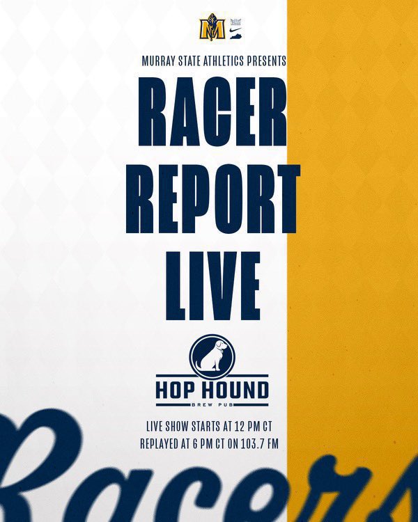 Murray State Racers Athletics (@msuracers) on Twitter photo Join us at Noon today for Racer Report Live! at Hop Hound Brew Pub‼️
<a href="/WrightJody/">Jody Wright</a> and <a href="/JuiceHill/">Justice Hill</a> join the show to discuss <a href="/racersfootball/">Murray State Football</a> 59-8 win on Saturday!
#GoRacers🏇 Join us at Noon today for Racer Report Live! at Hop Hound Brew Pub‼️
<a href="/WrightJody/">Jody Wright</a> and <a href="/JuiceHill/">Justice Hill</a> join the show to discuss <a href="/racersfootball/">Murray State Football</a> 59-8 win on Saturday!
#GoRacers🏇