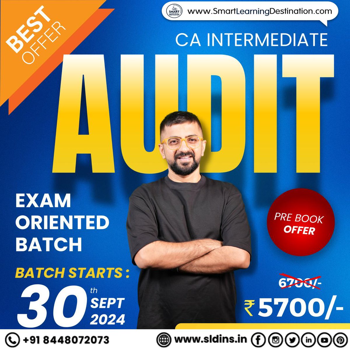 SLDINSLECTURE's tweet image. CA Inter Audit Exam Oriented Batch by CA Neeraj Arora
☎️ Enquiry Call - 8448072073
📱 WhatsApp - 9179777 7788
🌐 Visit- smartlearningdestination.com
| On-Time Free Delivery |
| Lowest Price |
| Genuine Product |
| Secure Payment |
| Best After Sell Support |
| Serving Since 2016 |