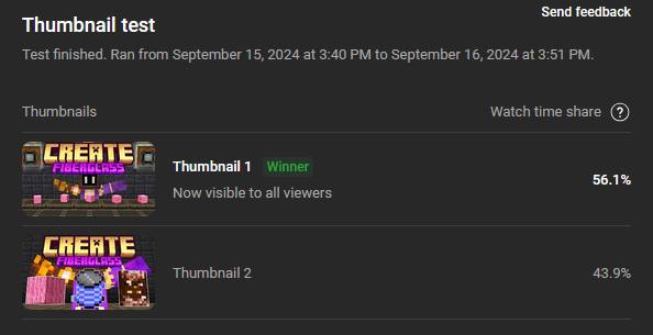 XeTrainMC's tweet photo. @TeamYouTube Just wondering, what can cause a thumbnail test to end early? usually they last about 13-14 days but this one ended after a day https://t.co/2kXQIt06EF