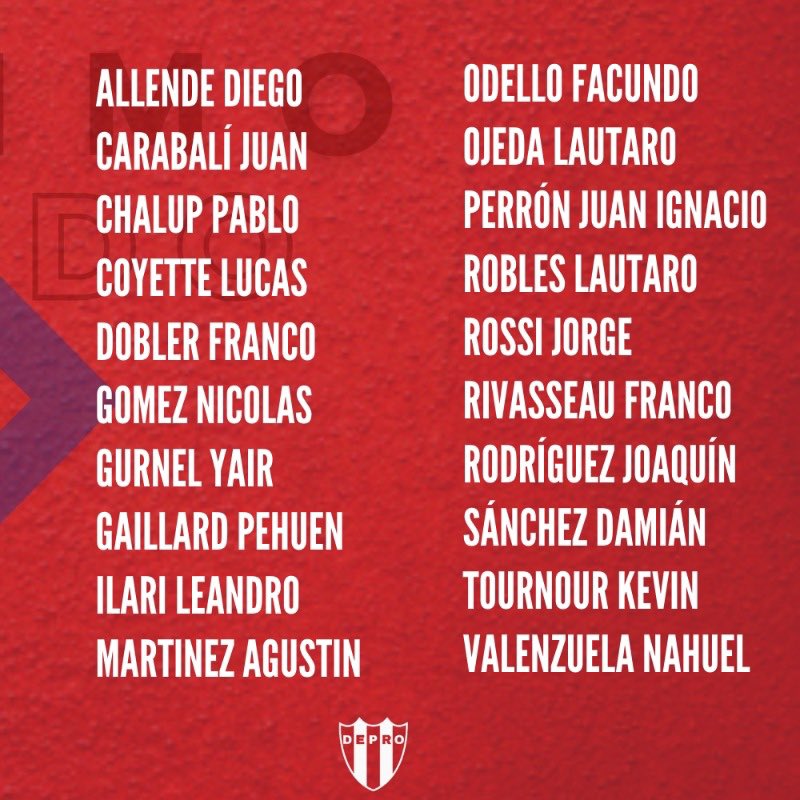 Éstos son los 20 futbolistas citados por Hernán Orcellet para enfrentar a Crucero por la fecha número 9 del Torneo Federal A

#VamosAzulgrana 🔵🔴 #FederalA